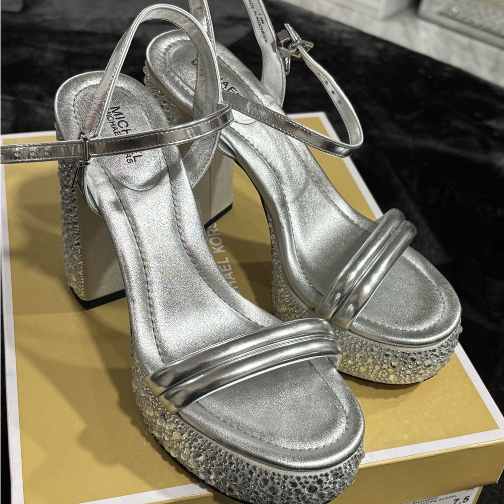 Michael Kors Silver Women's Platform Sandals